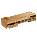 Monitorständer aus Holz mit Schublade und Tastaturauszug